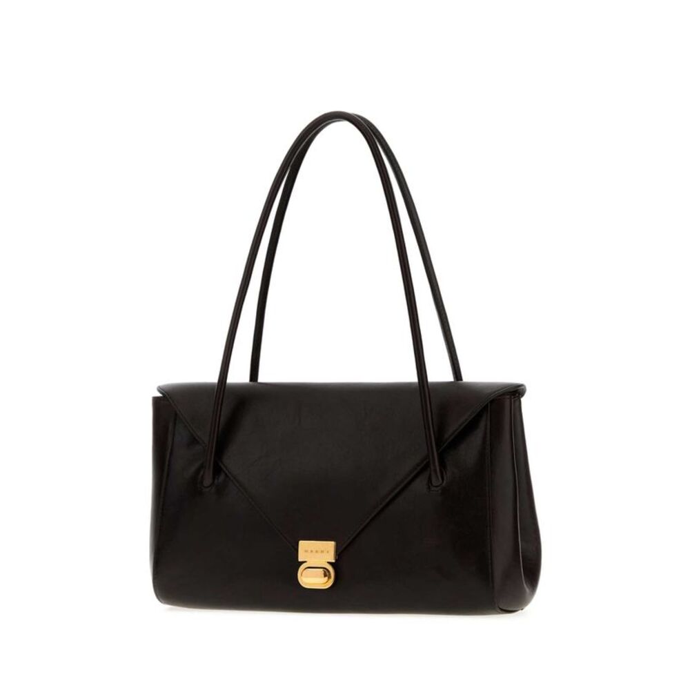 Marni Women Dark Brown Leather E/W Shoulder Bag - Picture 2 of 2